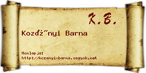 Kozányi Barna névjegykártya
