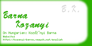 barna kozanyi business card